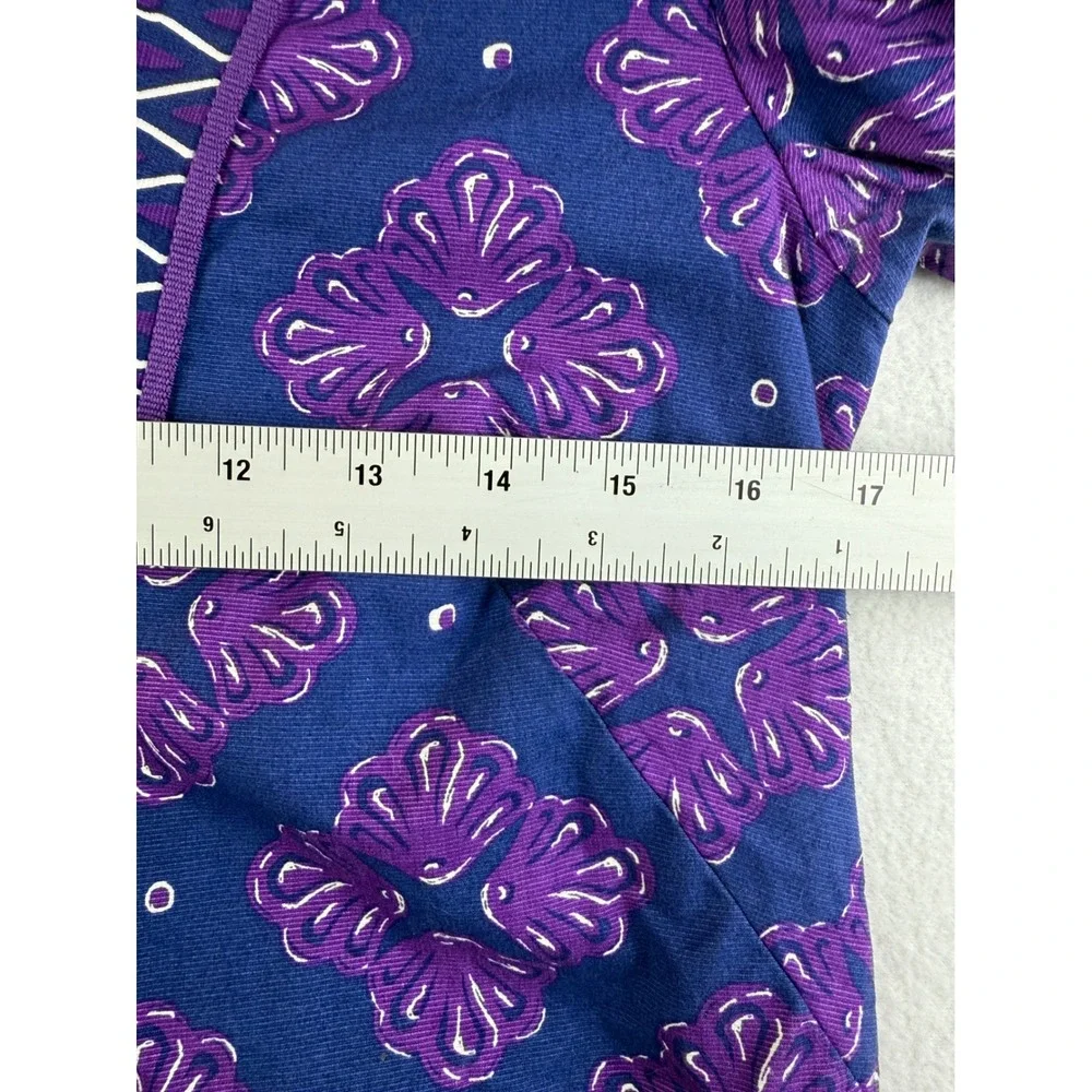 Vineyard Vines Women's Tunic Top Size 4 Blue Purple Floral V Neck Long Sleeve - Picture 6 of 9